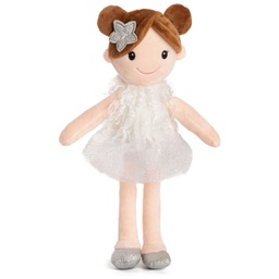 [011248-1] Плюшена кукла с рокля - 4 цвята - 32cm - Бял