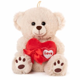 [040142] Бежово плюшено мече с червено сърце &quot;Love&quot;