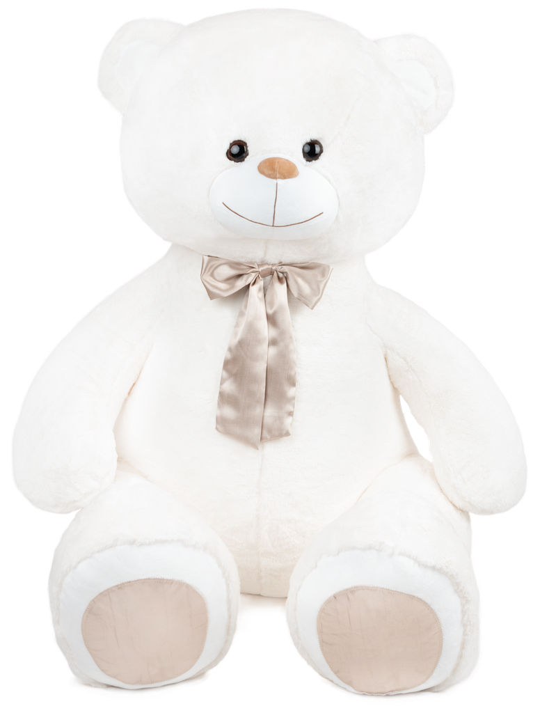 Мега бяло мече със сатенена панделка