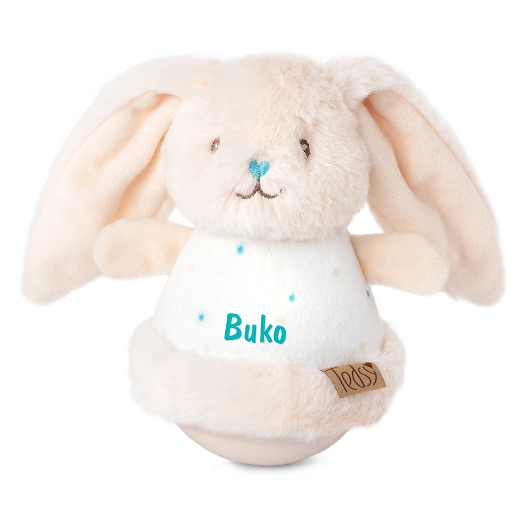 Бебешка играчка зайче-невеляшка Роли-Поли с Надпис - Син