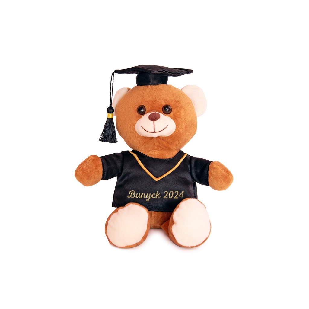 Мече абитуриент с тога с Надпис