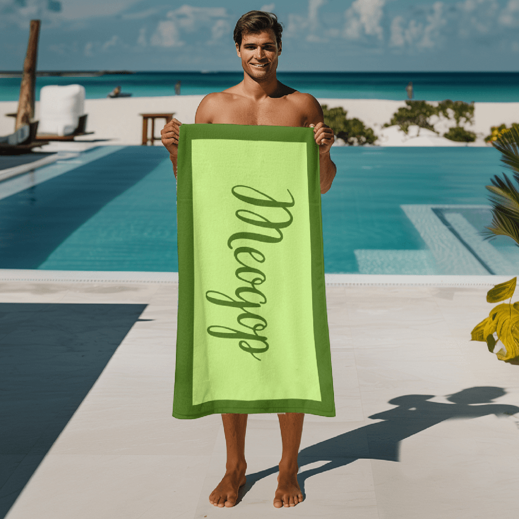 Хавлиена Кърпа с Име - Зелена-100% микрофибър-100 x 200 cm