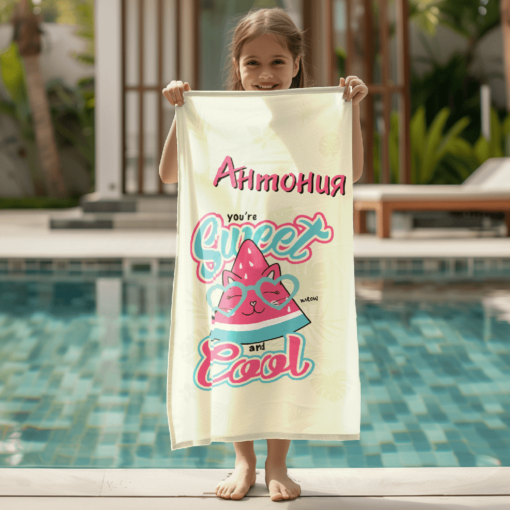 Хавлиена Кърпа с Име - Диня-100% микрофибър-70 x 140 cm