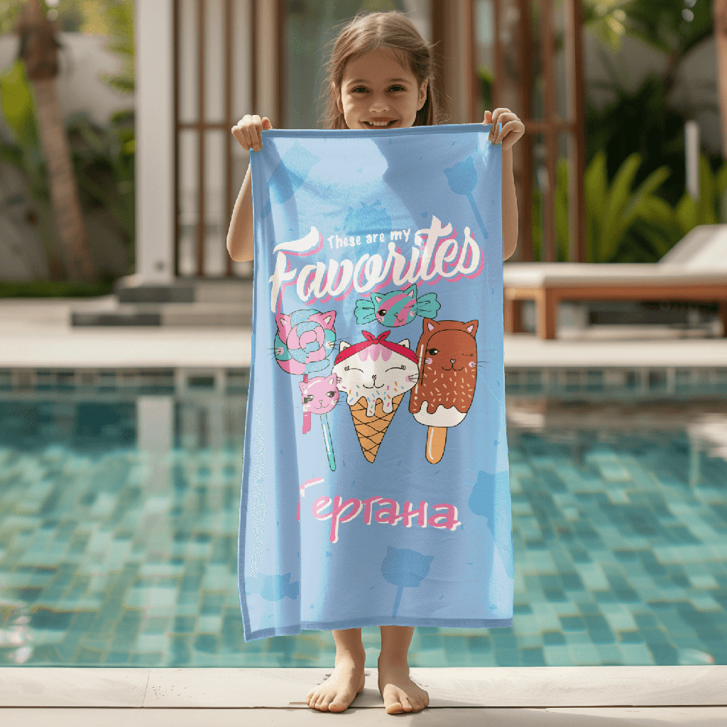 Хавлиена Кърпа с Име - Сладки изкушения-100% микрофибър-100 x 200 cm