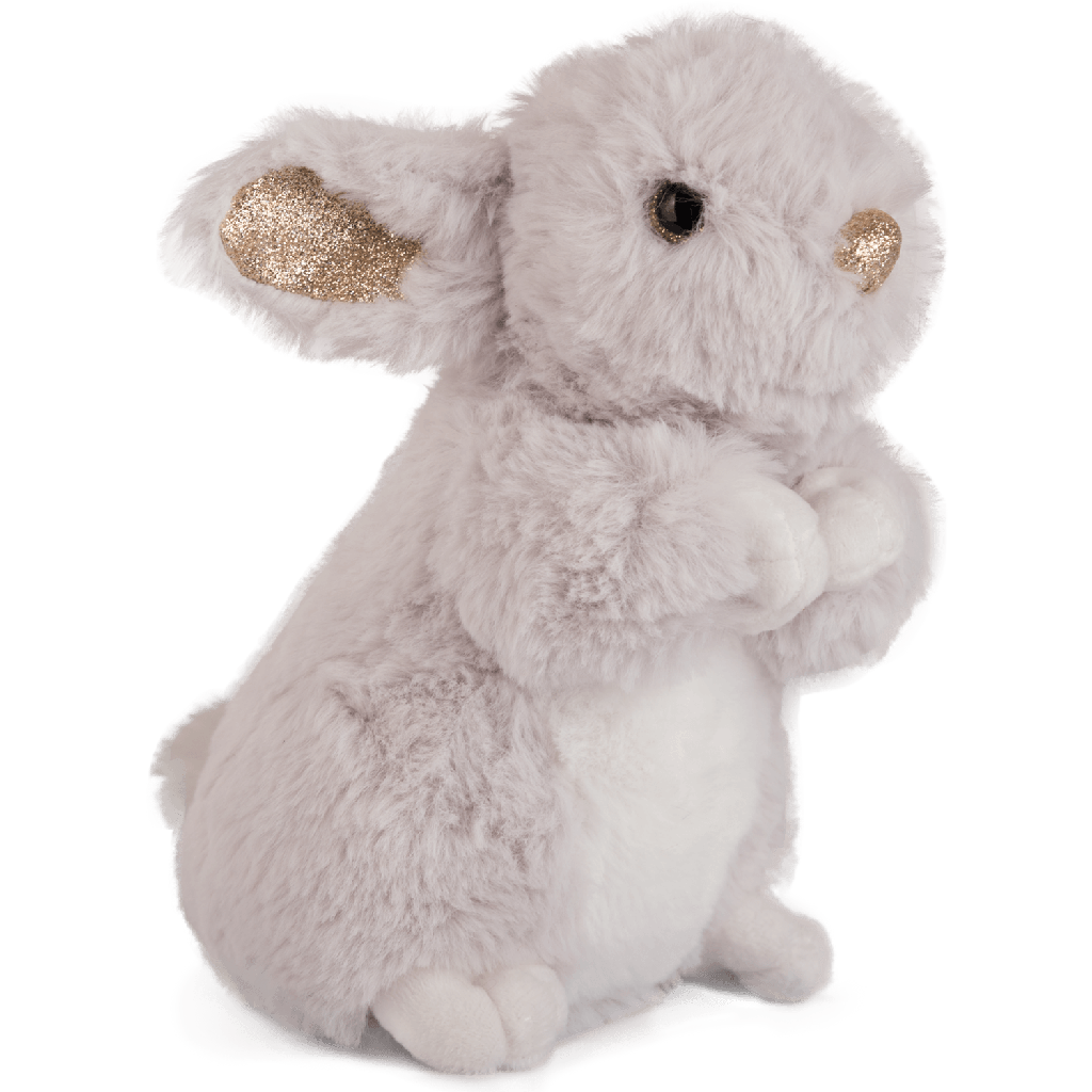 Изправен заек с блестящи уши - 28 см - 3 цвята - Сив