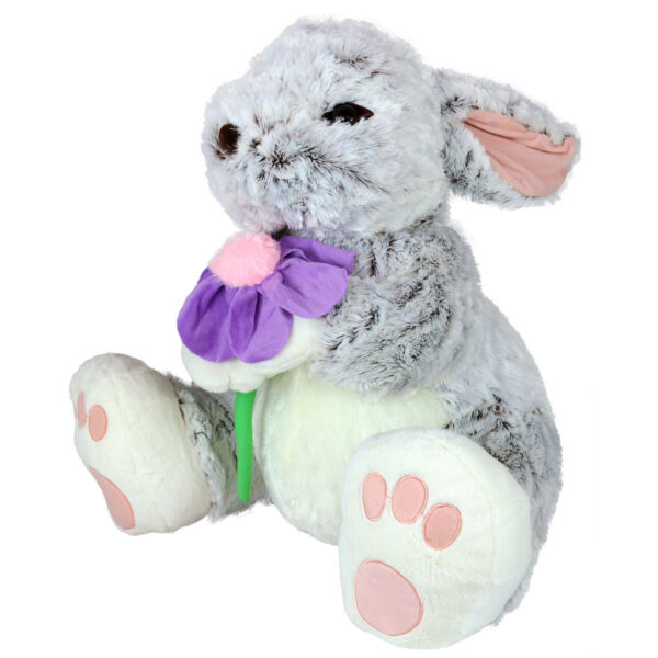 Плюшен сив заек -С цвете