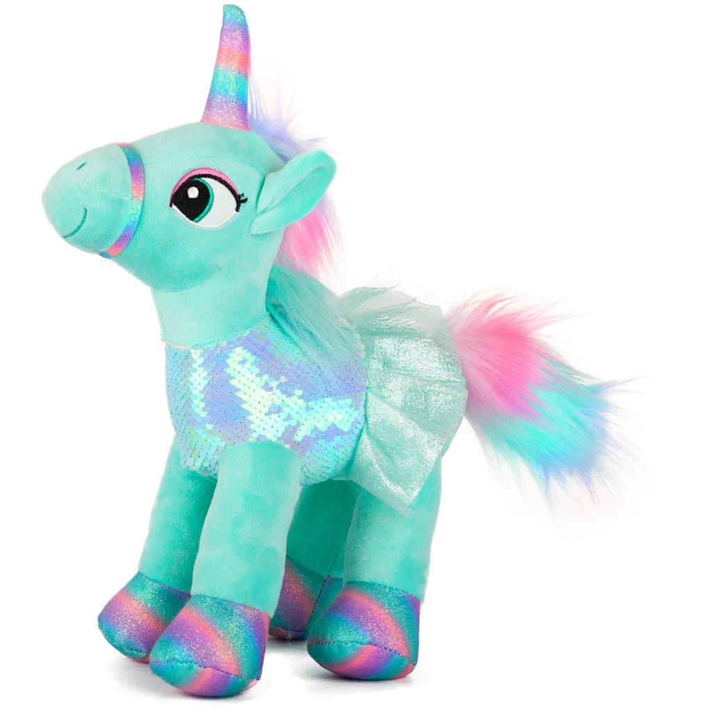 Еднорог с рокля с пайети І 3 цвята-Зелен