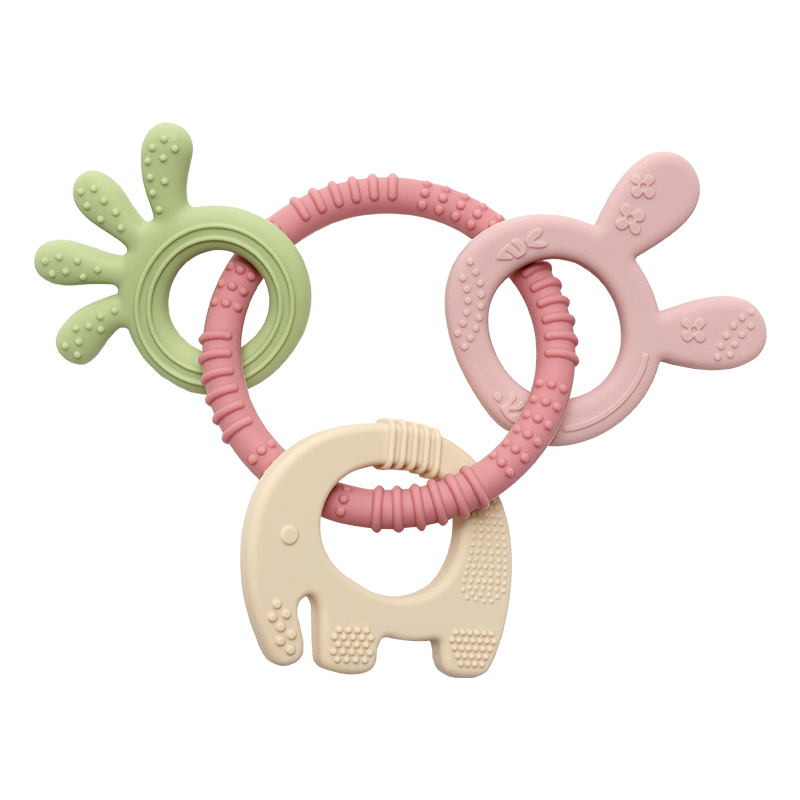 Силиконова гризалка със зайче 4 в 1 І 2 цвята