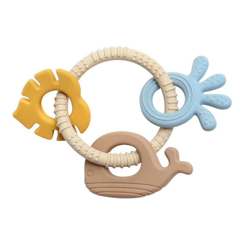 Силиконова гризалка кит с палма 4 в 1 І  3 цвята