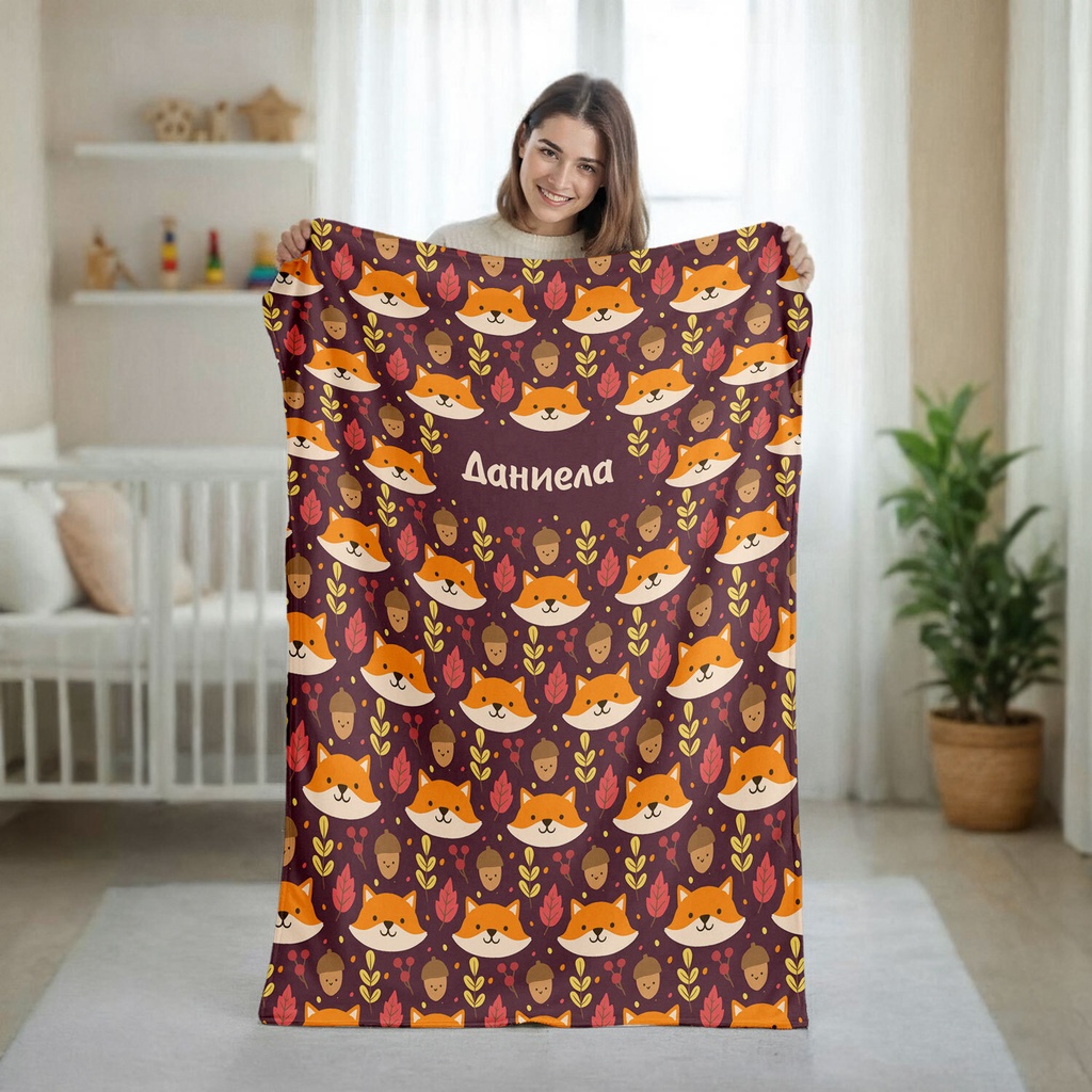 Персонализирано плюшено одеяло &quot;Хитрата лисичка&quot;