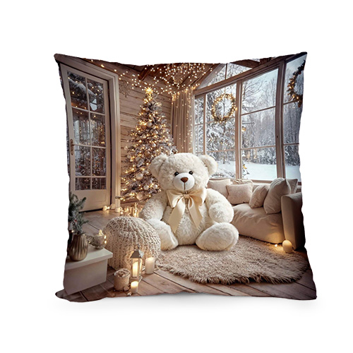 Декоративна възглавница „Мечо и вълшебството на Коледа“