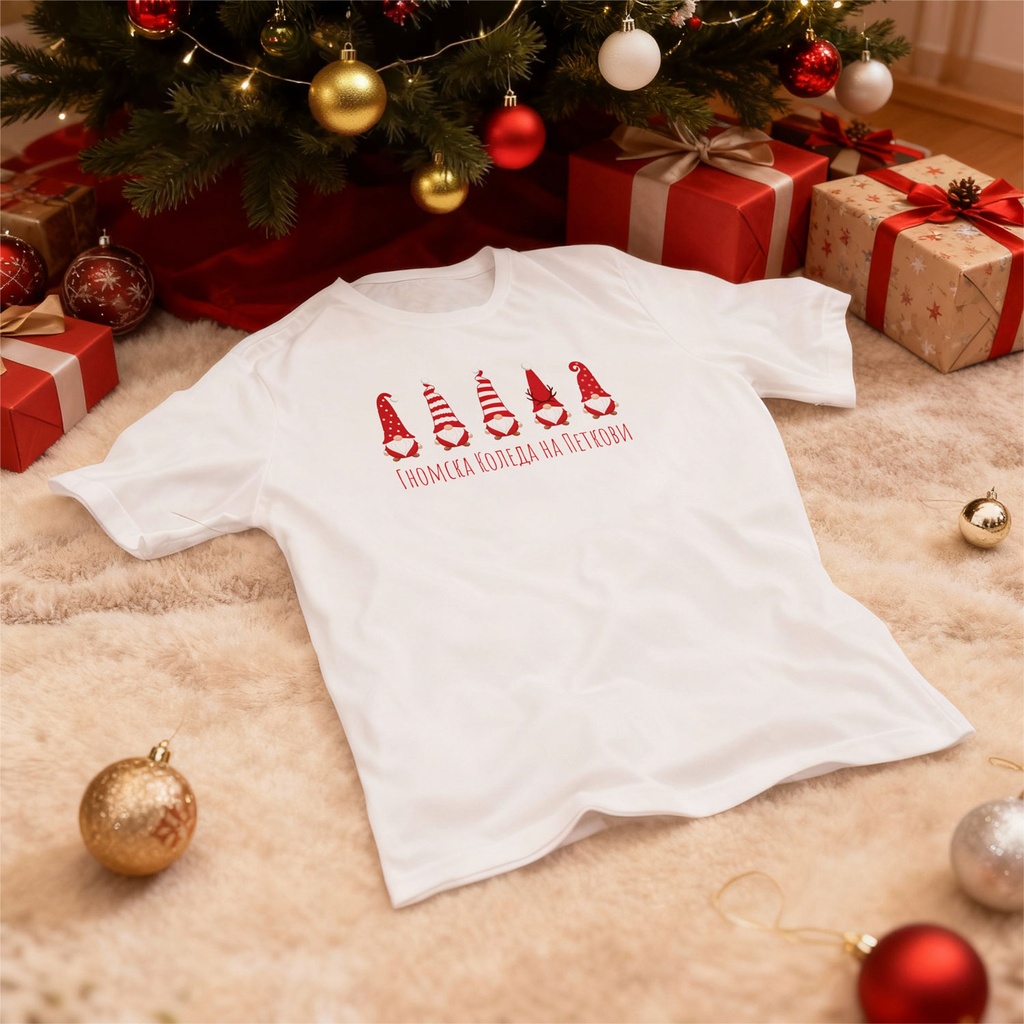 Персонализирана Коледна Тениска "Коледните Гноми"