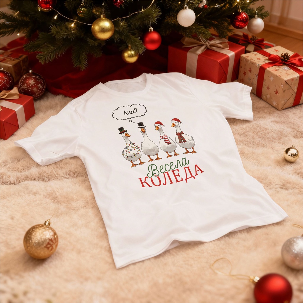 Персонализирана Коледна Тениска &quot;Лудите Гъски&quot;