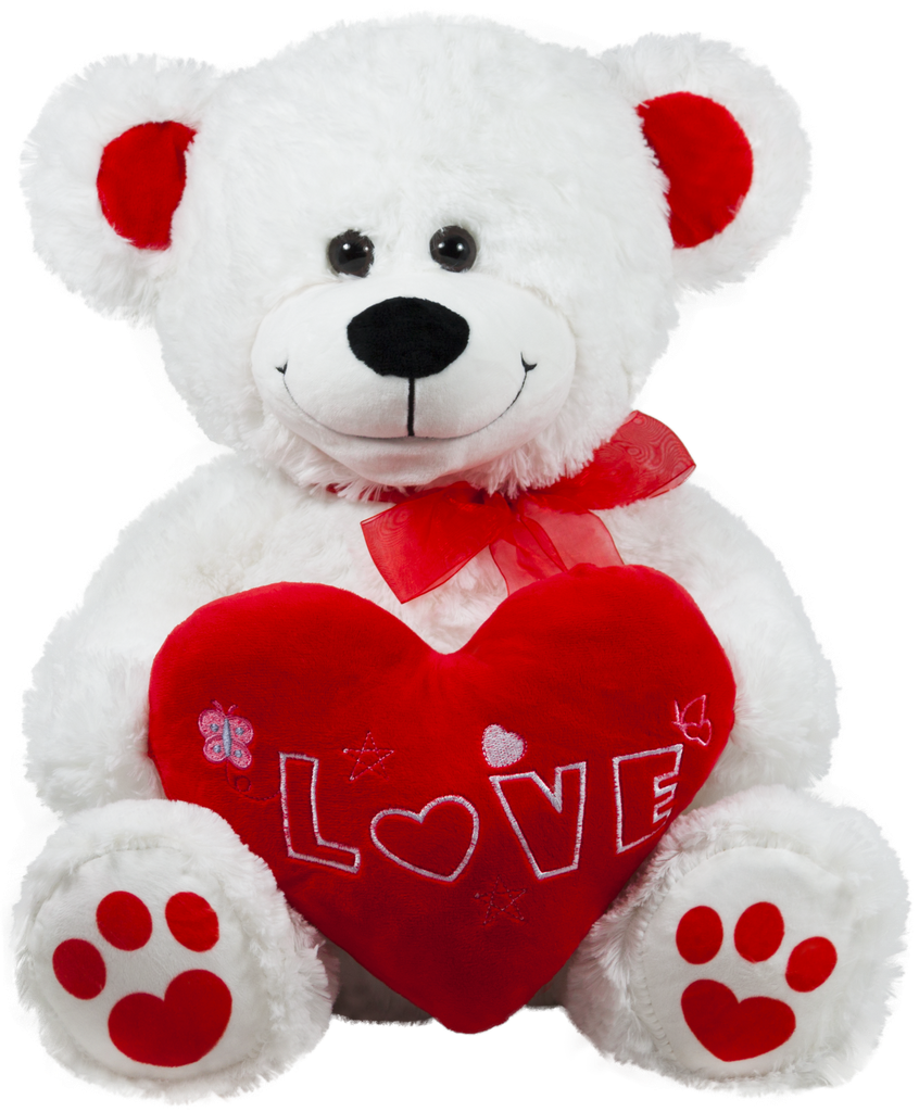 Бяло мече с червено сърце