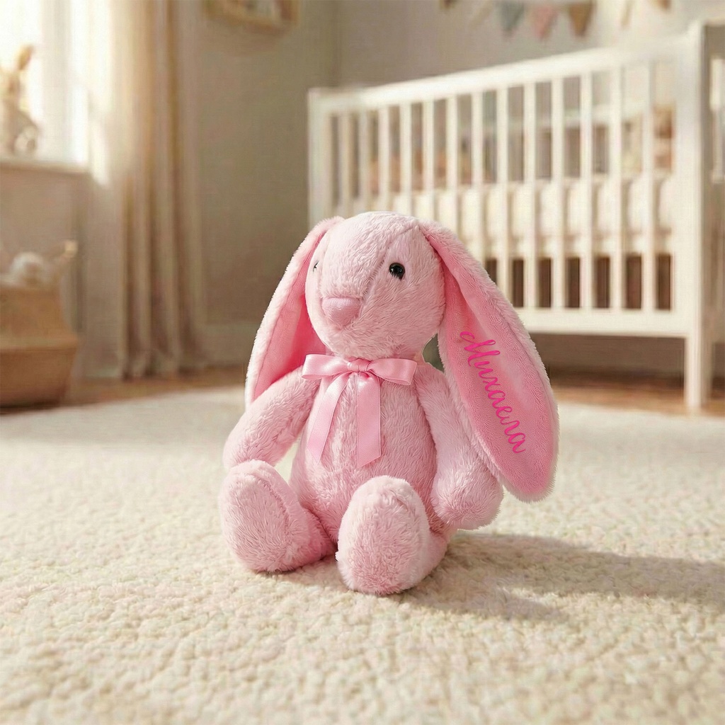 Плюшено зайче с панделка с НАДПИС І 3 цвята