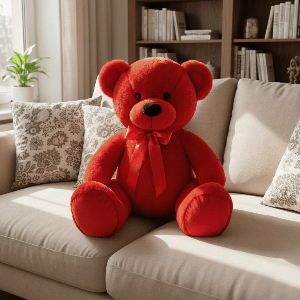 Голямо Червено плюшено мече с панделка 60 см
