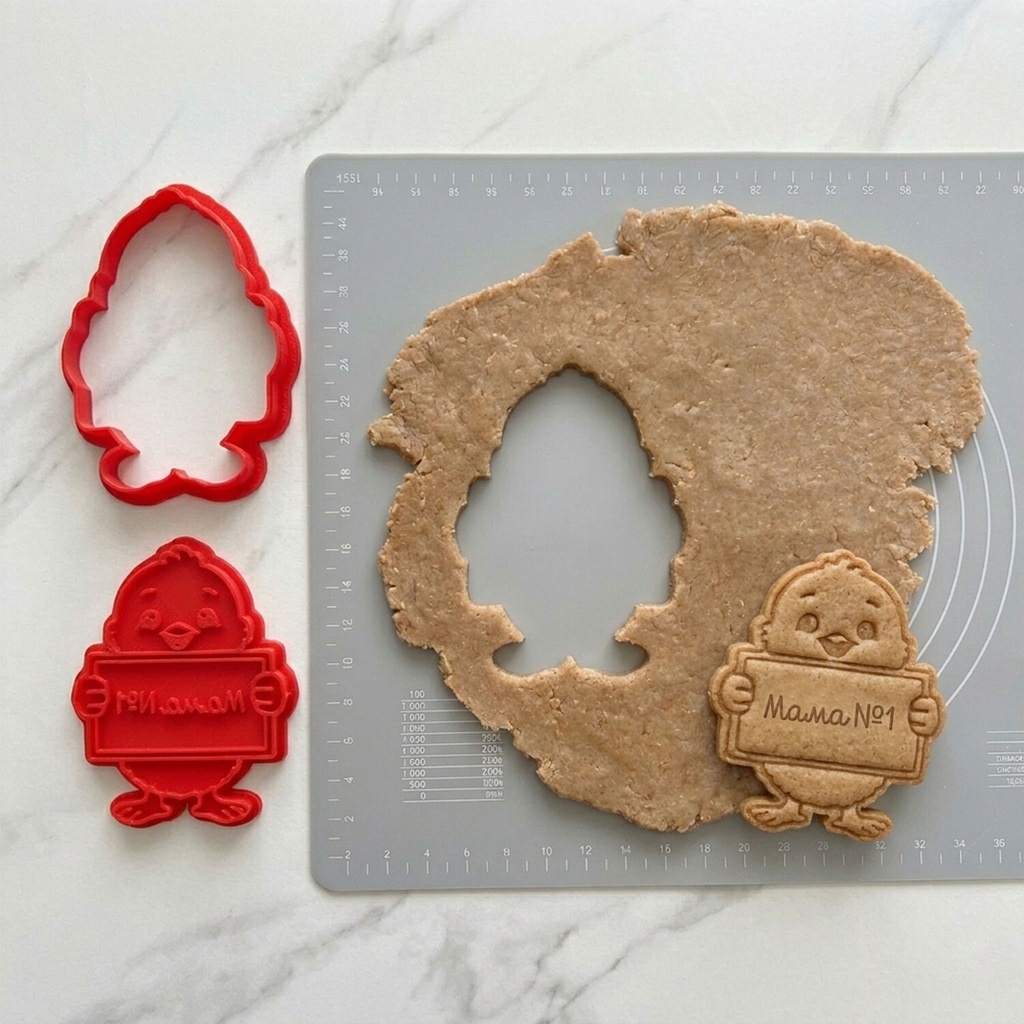 Великденска Формичка за Сладки с Печат - Пиленце с табелка с Име