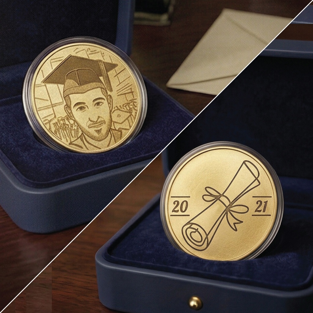 Персонализирана Монета със Снимка за Абитуриент и Абсолвент - Дипломиран с отличие