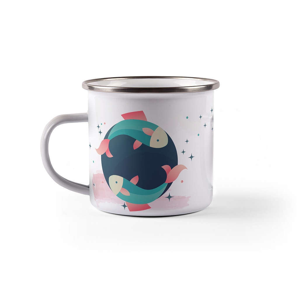 Емайлирано канче с надпис - Зодия Риби