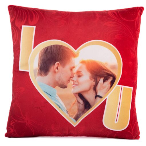 Възглавничка за Свети Валентин с ваша снимка и текст - дизайн 2