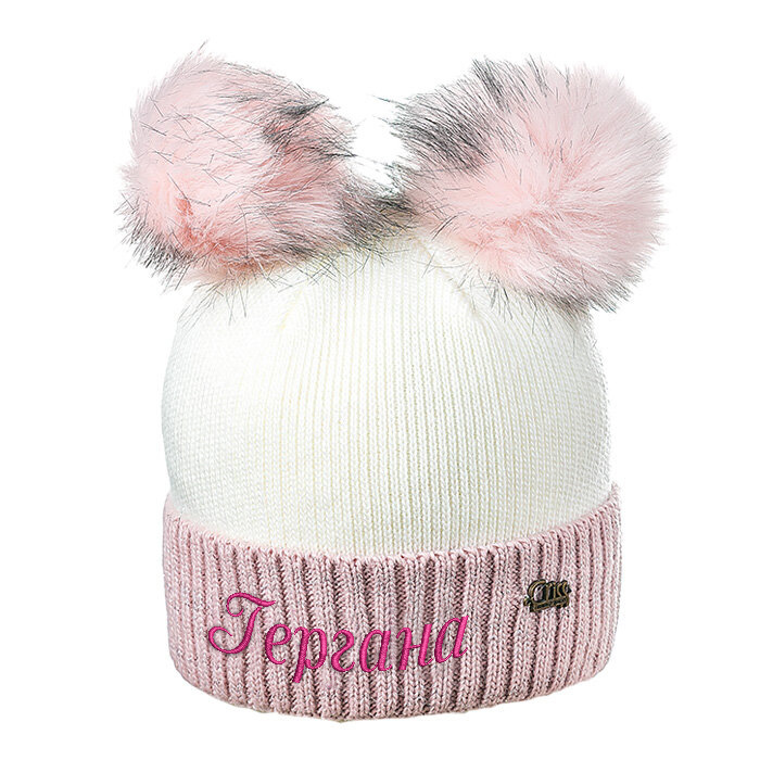 Зимна шапка за момиче с Два помпона