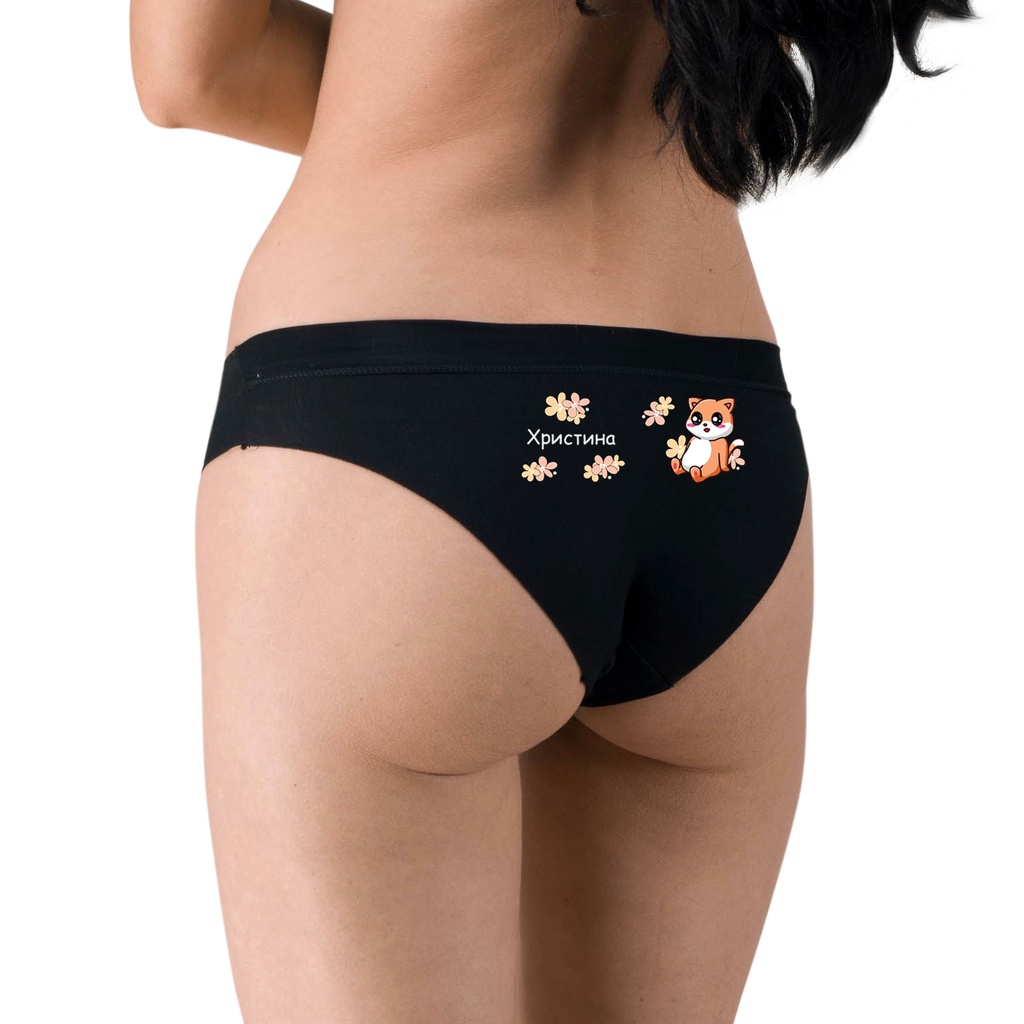 Дамски черни бикини - Котенце - M - Отзад