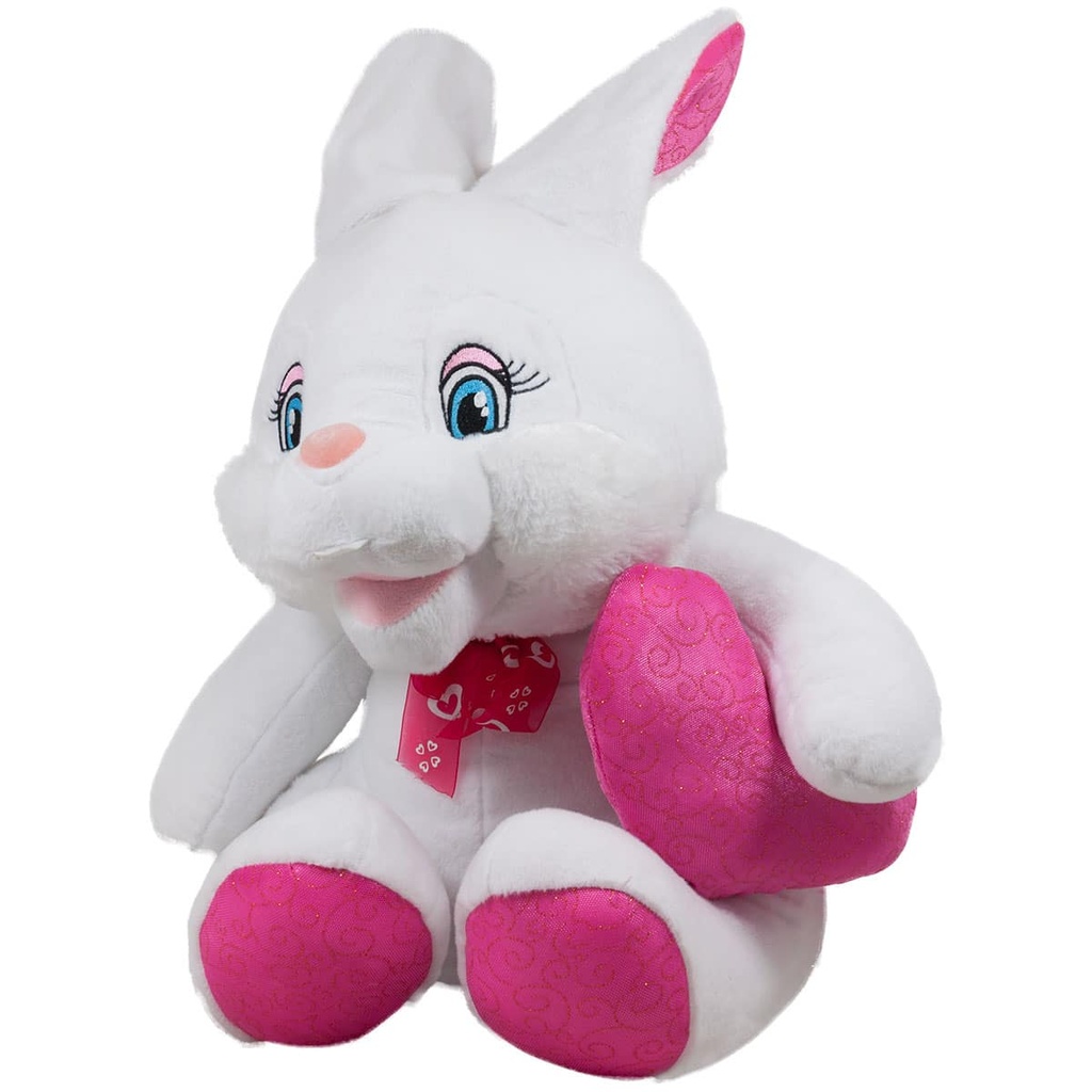 Голям плюшен заек с панделка и сърце