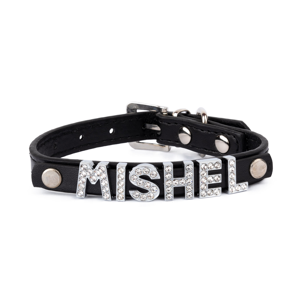 Нашийник за куче с ИМЕ – избор на букви за персонализация - Черен - L