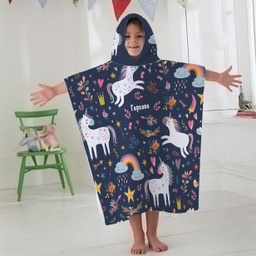 [099172-2] Детско пончо с ИМЕ - Дизайн Еднорог