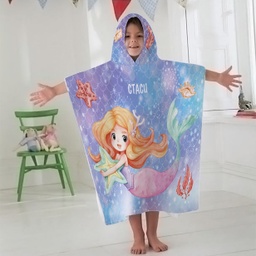 [099172-3] Детско пончо с ИМЕ - Дизайн Русалка