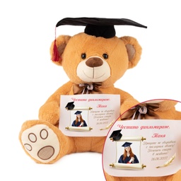 [90126] Мече Абитуриент със Снимка и Надпис- Голямо