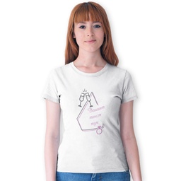 [099180-4] Дамска тениска за Моминско парти - Наздраве /бяла и жълта/