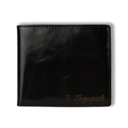 [10001] Мъжко Портмоне с Гравиран Надпис от Естествена кожа - Гланц