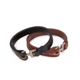 [019904-1] Мъжка гривна с гравиран надпис – Котва - Черен