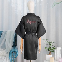 [099240-XL-BK] Сатенен халат &quot;Лукс&quot; - Черен