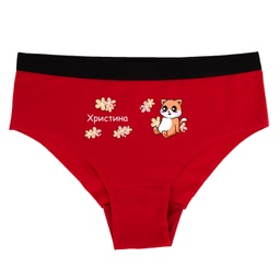 [0717-16-S-R-front] Дамски червени бикини - Котенце - S - Отпред