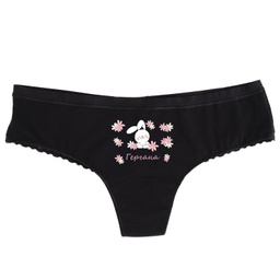 [0609-15-BK] Черно дамско бельо с дантела - Зайче