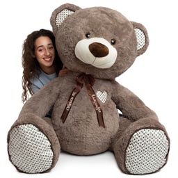 [0070129-2] Мечок с глитер на лапите и ушите с НАДПИС - Кафяв