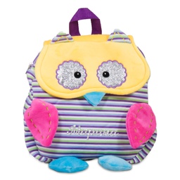 [010701-Y] Плюшена раница бухал 4 цвята с НАДПИС - Жълт