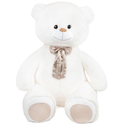 [0090105] Мега бяло мече със сатенена панделка и глитерен НАДПИС