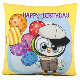 [090707-1] Възглавница /Happy Birthday/ с пингвин и балони
