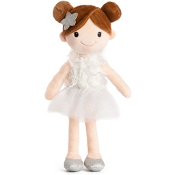 [011249-1] Плюшена кукла с рокля - 4 цвята - 42cm - Бял