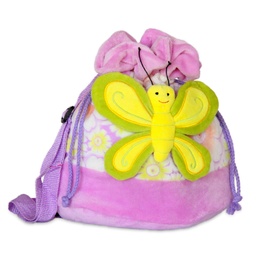 [060748-2] Плюшена раница с пеперуда - Лилава със зелена пеперуда