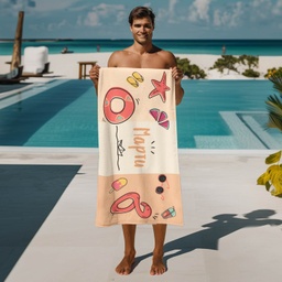 [099282-34] Хавлиена Кърпа - Плажна забава - бежова-100% микрофибър-100 x 200 cm