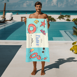 [099280-36] Хавлиена Кърпа - Плажна забава - Синя-100% микрофибър-80 x 160 cm