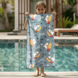 [099280-48] Хавлиена Кърпа - Акули сърфисти-100% микрофибър-80 x 160 cm