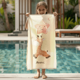 [099277-55] Хавлиена Кърпа с Име - Жирафче-100% микрофибър-50 x 100 cm