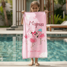 [099137-54] Хавлиена Кърпа с Име - Фламинго-50/50 памук/полиестер-70 x 140 cm