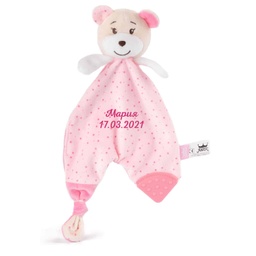 [0090652-1-1] Мека кърпа Мече с Надпис - Розов