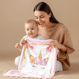 [099259-12] Бебешко плюшено одеяло - Еднорог